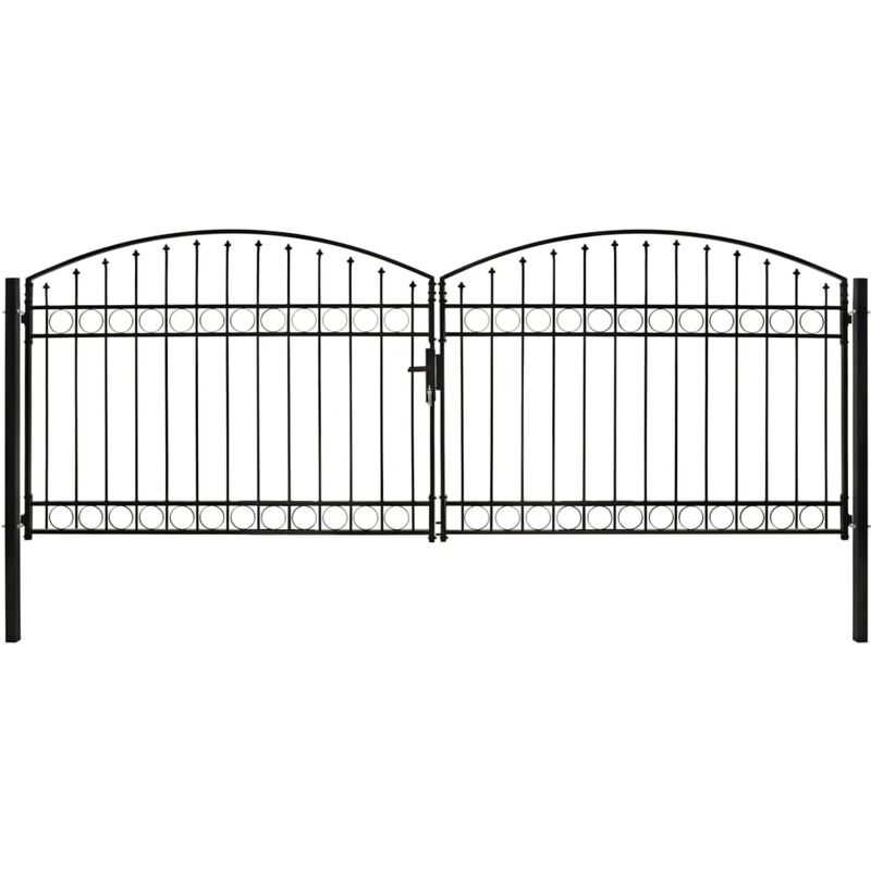 

Youthup - Cancela de valla doble puerta con arco 400x150 cm acero negro - Negro