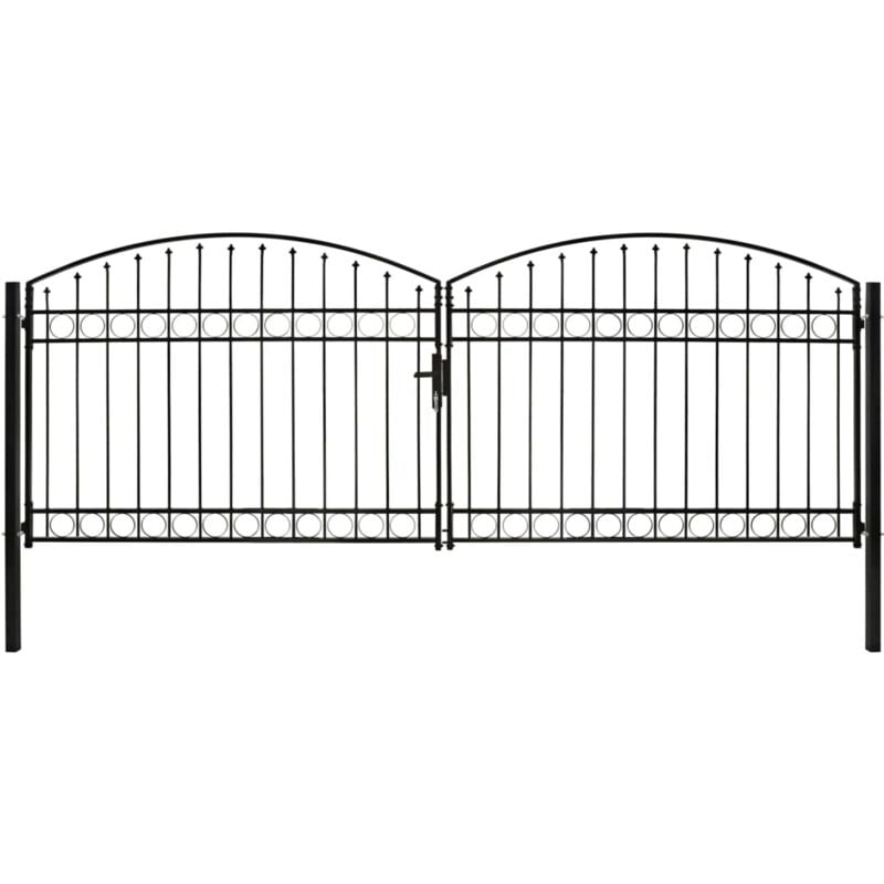 

Cancela de valla doble puerta con arco 400x150 cm acero negro - Negro - Vidaxl