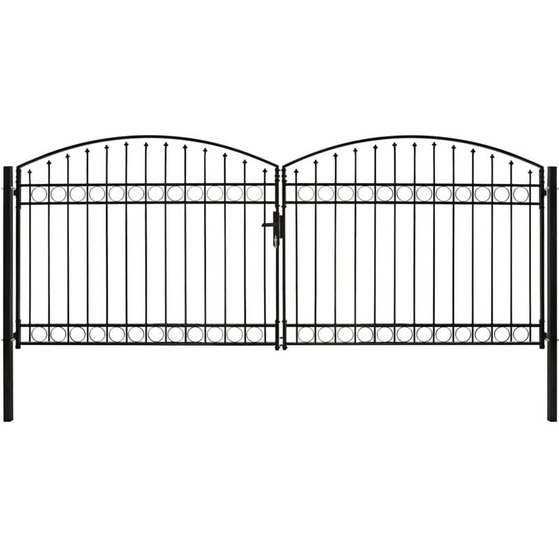 

Cancela de valla doble puerta con arco 400x175 cm acero negro