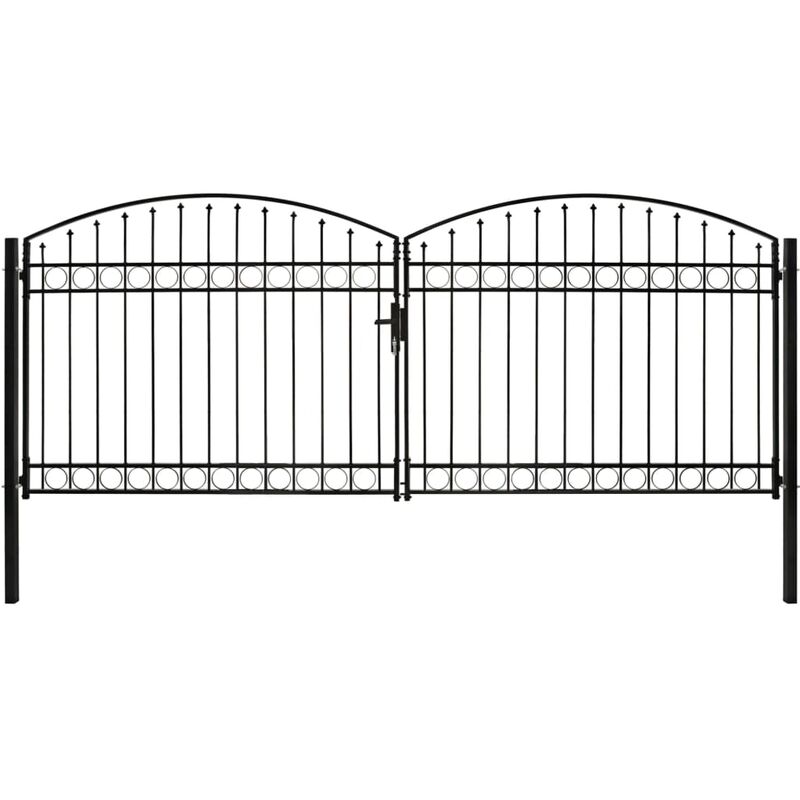 

Cancela de valla doble puerta con arco 400x175 cm acero negro