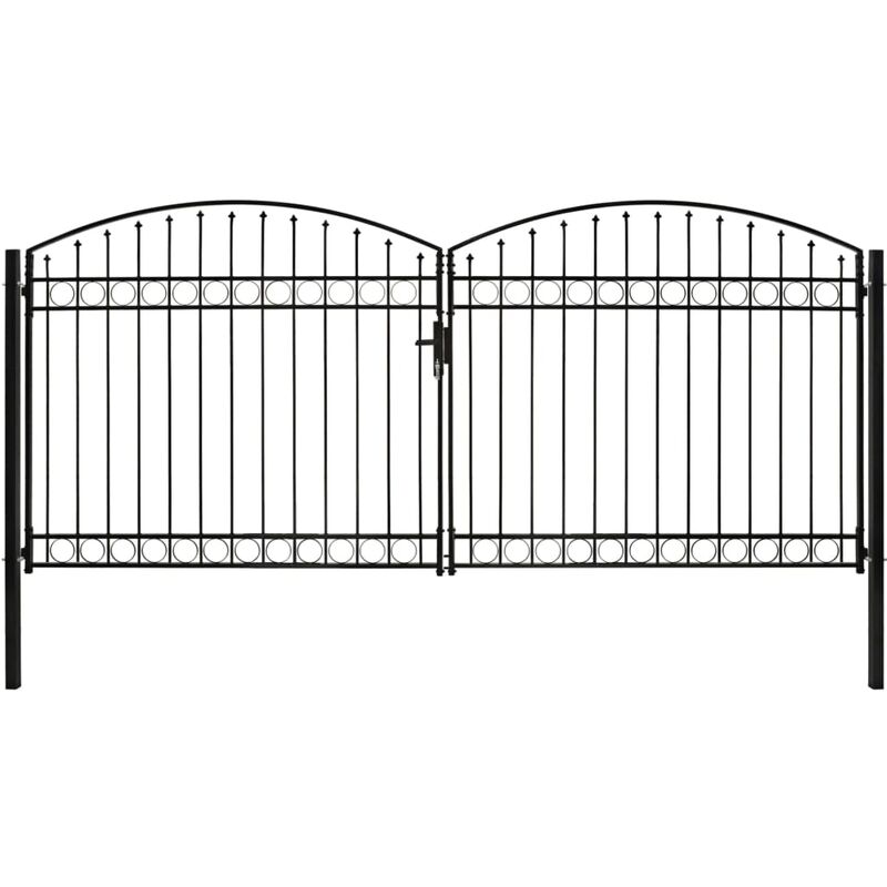 

Cancela de valla doble puerta con arco 400x200 cm acero negro