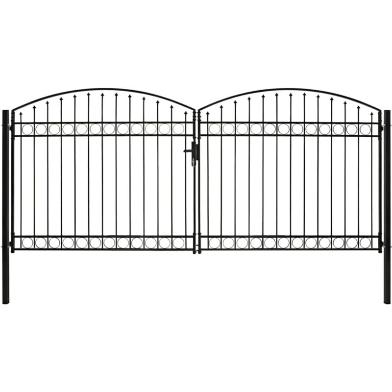 

Cancela de valla doble puerta con arco 400x200 cm acero negro - Negro - Vidaxl