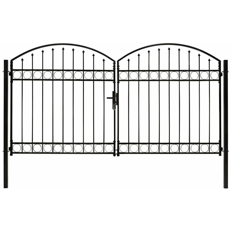 

Cancela de valla doble puerta con arco acero negro 300x175 cm