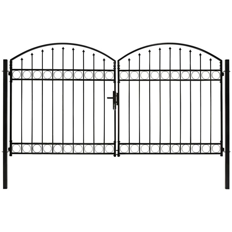 

Cancela de valla doble puerta con arco acero negro 300x175 cm