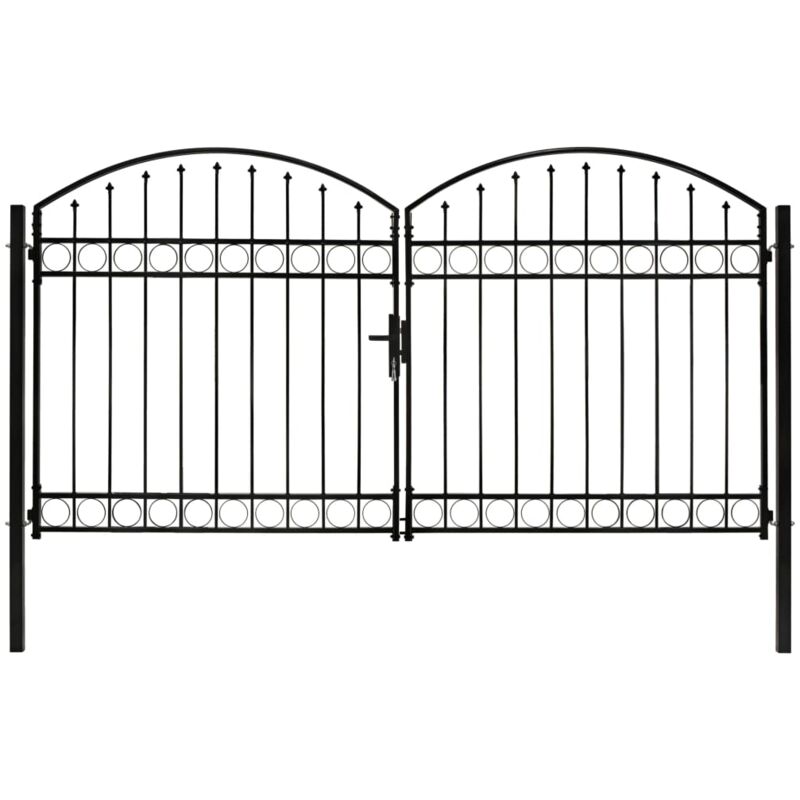 

Cancela de valla doble puerta con arco acero negro 300x175 cm - Negro - Vidaxl