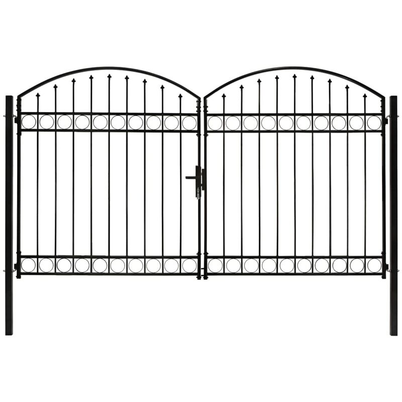 

Cancela de valla doble puerta con arco acero negro 300x200 cm