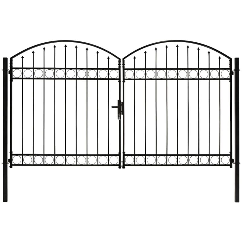

Cancela de valla doble puerta con arco acero negro 300x200 cm - Negro - Vidaxl
