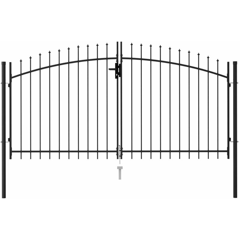 

Cancela de valla doble puerta con puntas acero negro 3x1,5 m