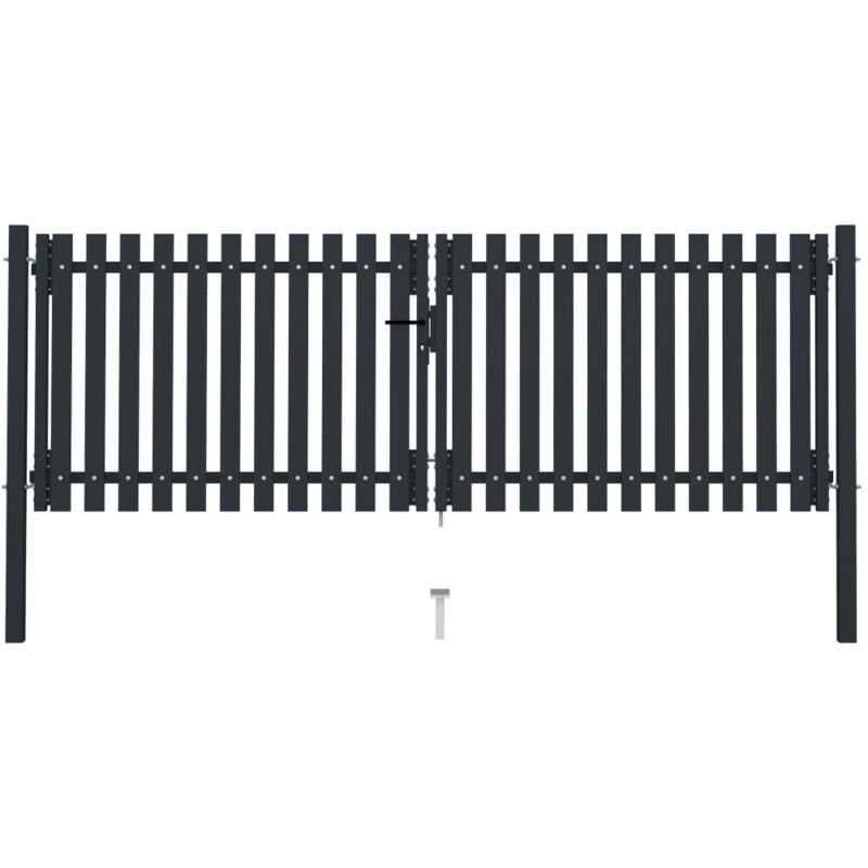 

vidaXL Cancela doble de valla de acero gris antracita 306x150 cm - Antracita