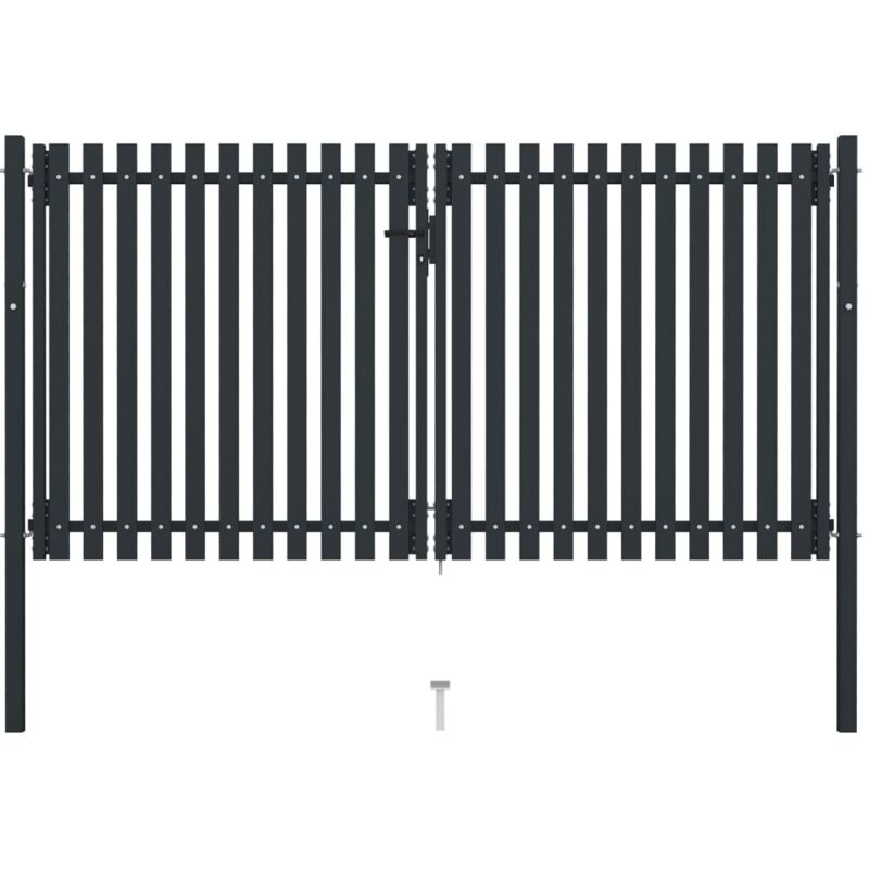 

Cancela doble de valla de acero gris antracita 306x200 cm - Antracita - Vidaxl