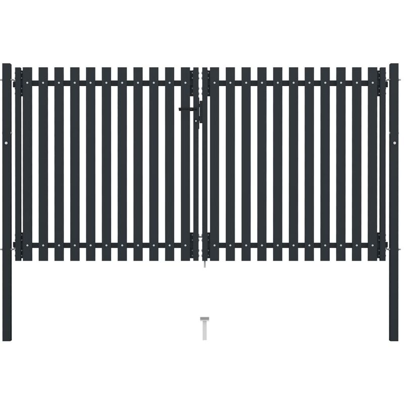 

BHD - Cancela doble de valla de acero gris antracita 306x220 cm
