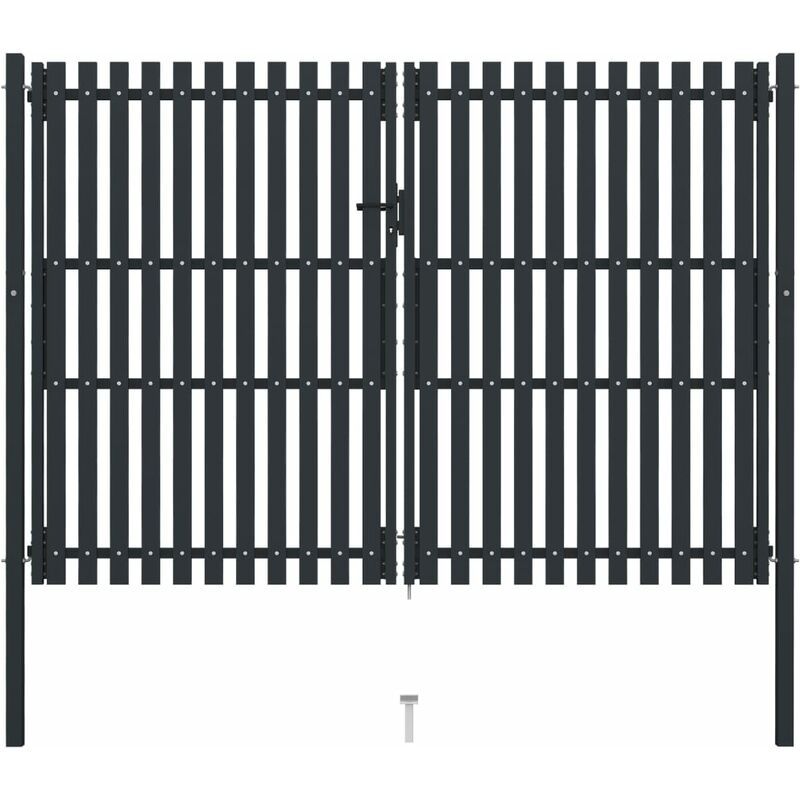 

BHD - Cancela doble de valla de acero gris antracita 306x250 cm