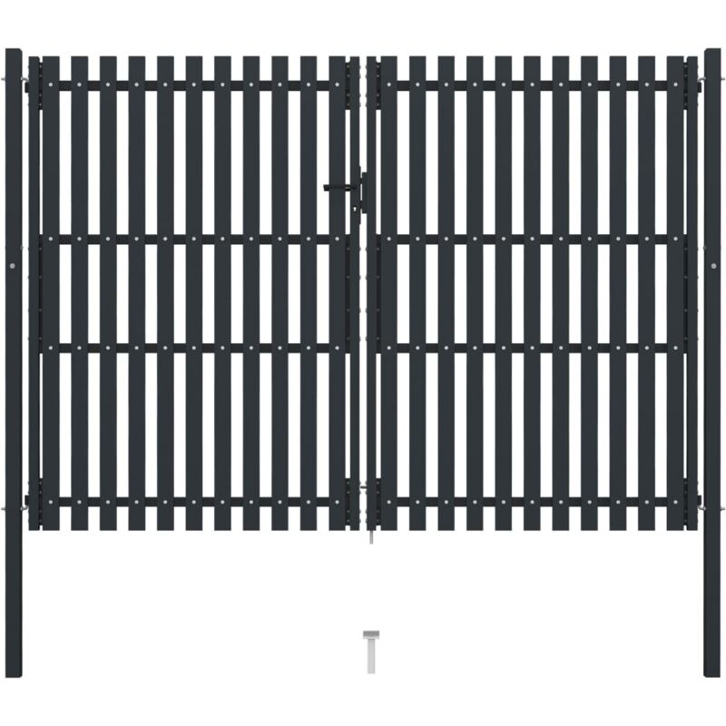

Cancela doble de valla de acero gris antracita 306x250 cm - Antracita - Vidaxl