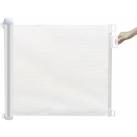 Cancelletto Bambini Barriera di Protezione Riavvolgibile 130x8x88 cm Fadi Luxe Bianco