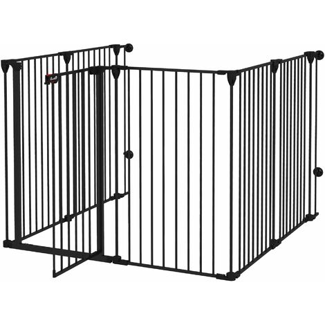 Cancelletto di Sicurezza per Animali Domestici 123x102x100 cm in Acciaio e Plastica Nero