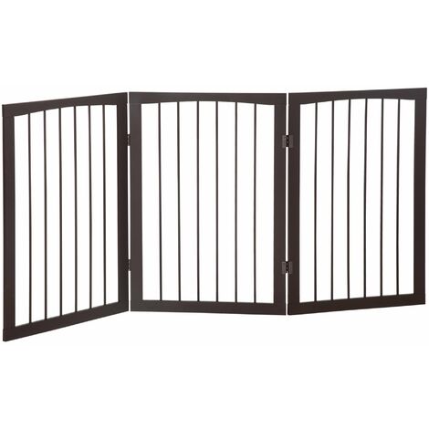 Cancelletto di Sicurezza per Animali Domestici 160x76 cm in MDF Marrone Scuro