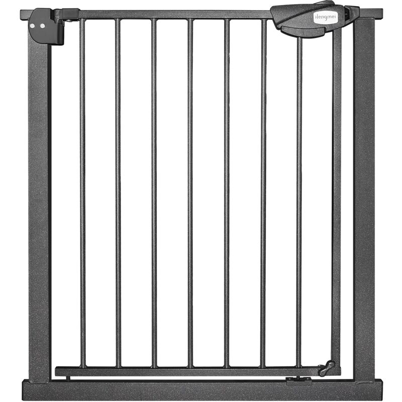 Image of Cancello di sicurezza per bambini, cancelletto per scale N Stop Cancello di sicurezza senza fori e griglia metallica 75 - 85 cm di larghezza - nero