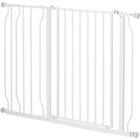 Cancelletto di Sicurezza per Cani Estensibile 75-115 cm per Scale e Porte in Acciaio e ABS Bianco