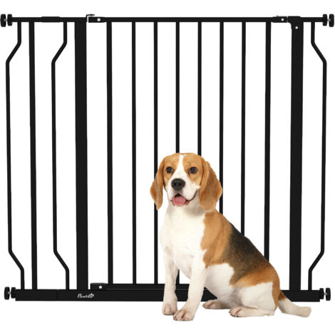 Cancelletto di Sicurezza per Cani Estensibile 75-95x76A cm in Acciaio e ABS Nero