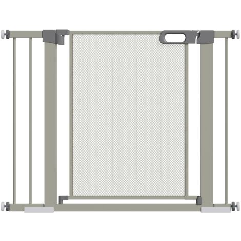Cancelletto di Sicurezza per Cani Estensibile con Chiusura Automatica 75-103x76 cm Grigio