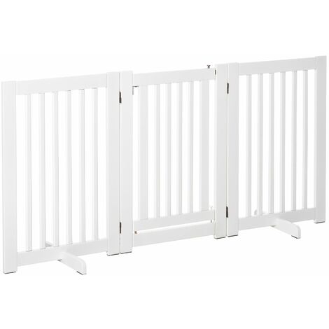 Cancelletto di Sicurezza Pieghevole per Animali Domestici 155x35,5x76 cm in MDF Bianco