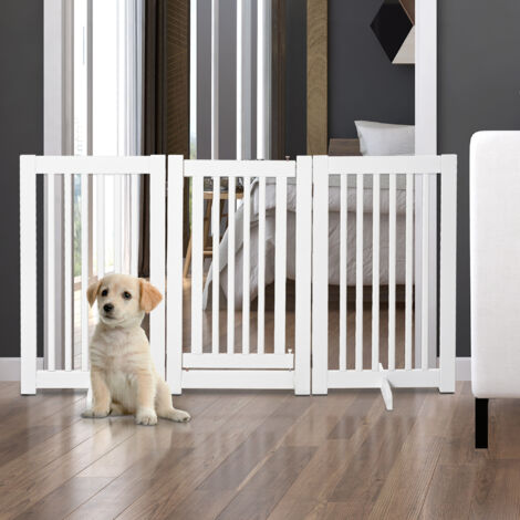 Cancelletto per cani 155x35.5x76cm, porta di sicurezza in MDF per porte e scale, bianco sicuro e pratico per casa