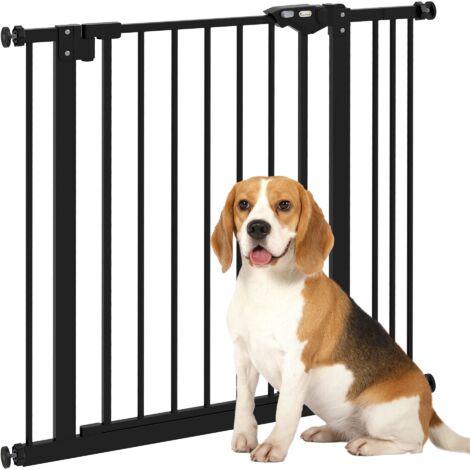 Cancelletto per Cani a 2 Estensioni con Larghezza Regolabile fino 100 cm e Chiusura Automatica Nero