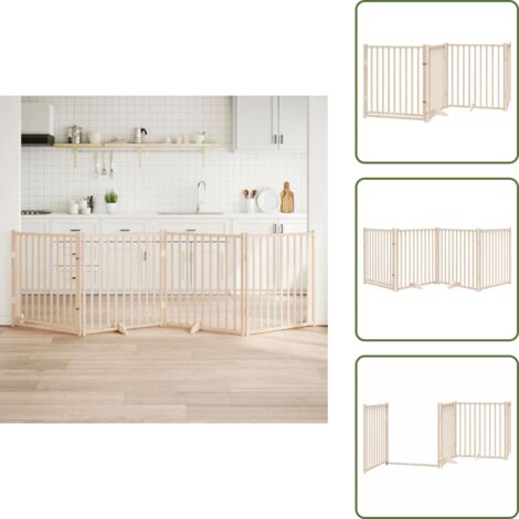 Cancelletto per cani autoportante - vidaXL Cancelletto per cani con porta pieghevole 4 pannelli 320 cm in legno massello di abete - Cancelletto per cani in abete