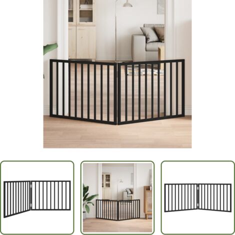 Cancelletto per cani -  Cancelletto per cani pieghevole 2 pannelli nero 160 cm in legno di pioppo