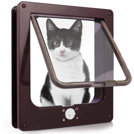 Cancelletto per cani e gatti, pratico sistema di chiusura a quattro punti, adatto a gatti e cani di piccola taglia, telaio telescopico facile da installare, colore caffè - dimensioni: 29 x 23,5 x 5 cm
