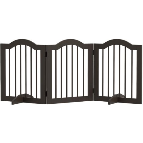 Cancelletto per Cani Pieghevole a 3 Sezioni 154,5x29,5x61 cm in Legno Caffè