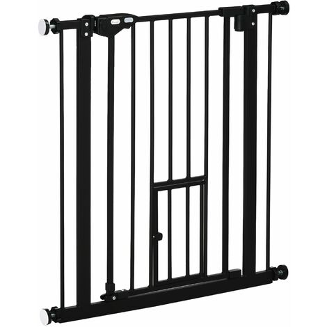 Cancelletto Sicurezza Regolabile per Cani 74-80 cm con Chiusura Automatica Nero