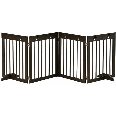 Cancellino di Sicurezza per Cani Pieghevole 204x30x61 cm in Legno di Pino Marrone