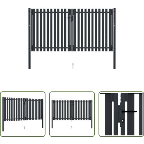 Cancello a doppia porta -  Cancello per Recinzione a doppia Porta in Acciaio 300x175 cm Antracite