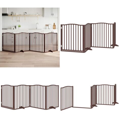 Cancello Cani Porta Pieghevole Marrone 4 Pannelli 320cm Pioppo - Cancello per animali domestici - Cancello pieghevole