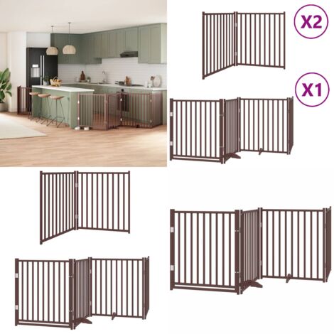 Cancello Cani Porta Pieghevole Marrone 8 Pannelli 640cm Pioppo - Cancello per animali domestici - Cancello pieghevole