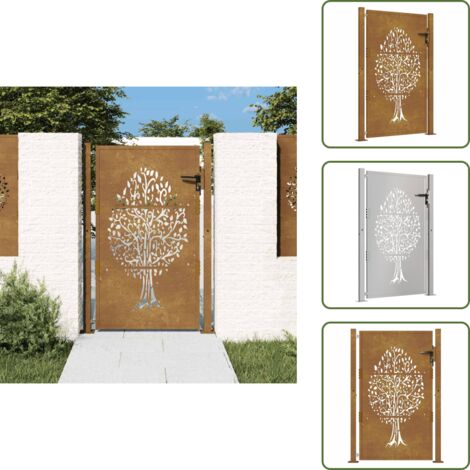 Cancello con serratura - vidaXL Cancello da giardino 100x150 cm in acciaio Corten con design ad albero - Cancello con design ad albero