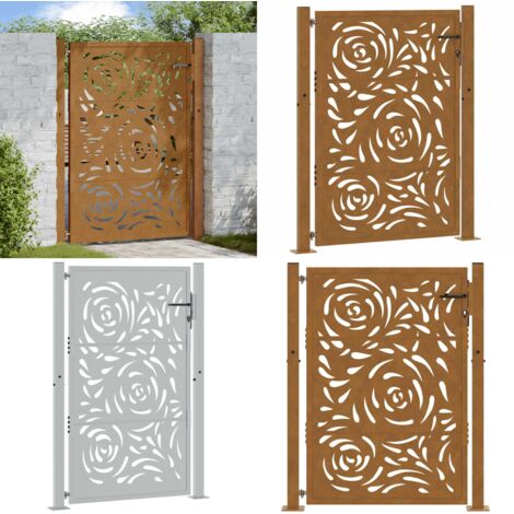 Cancello da giardino 100x150 cm in acciaio corten con design a fiamma - Acciaio corten - Cancello in acciaio