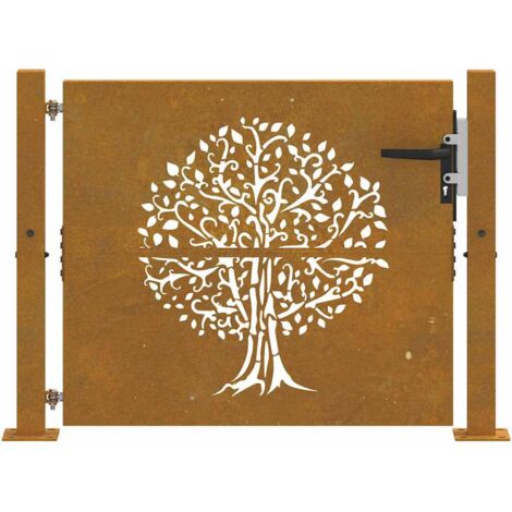 Cancello da Giardino 105x105 cm in Acciaio Corten Design Albero vidaXL