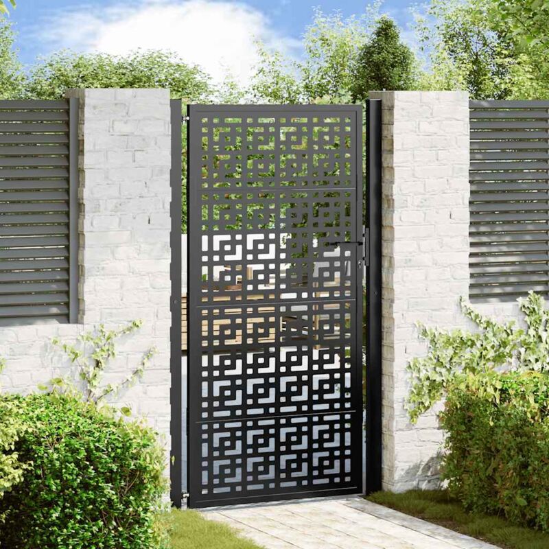 Cancello Giardino Nero 105x180 Cm In Acciaio Design A Croce Vidaxl