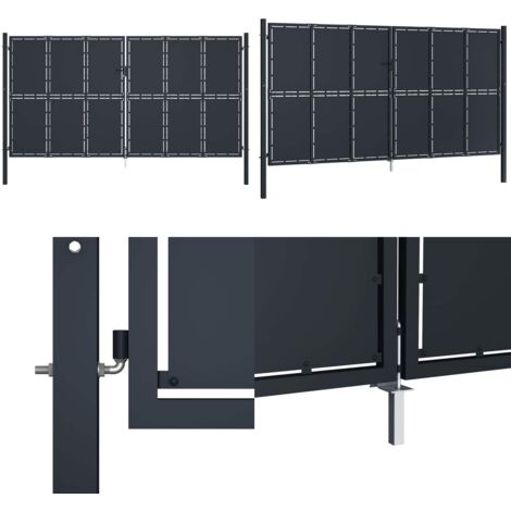 Cancello da Giardino in Acciaio 400x175 cm Antracite - Cancello in acciaio - Recinzione