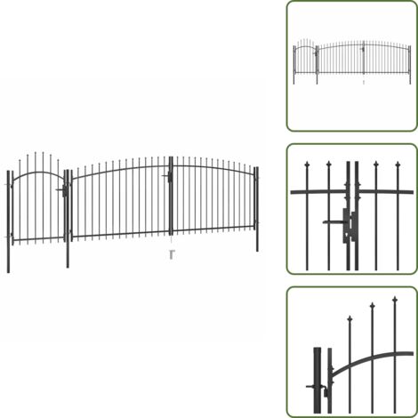 Cancello da giardino moderno - vidaXL Cancello per recinzione da giardino Woerden con punta a lancia 5x1,5 m Nero - Cancello da giardino con punta a lancia
