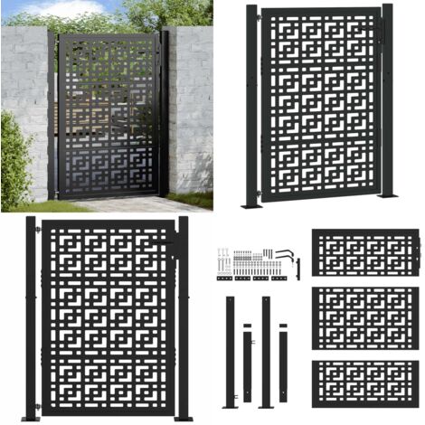 Cancello da giardino nero 100x125 cm in acciaio con design a croce - Cancello in acciaio - Cancello nero