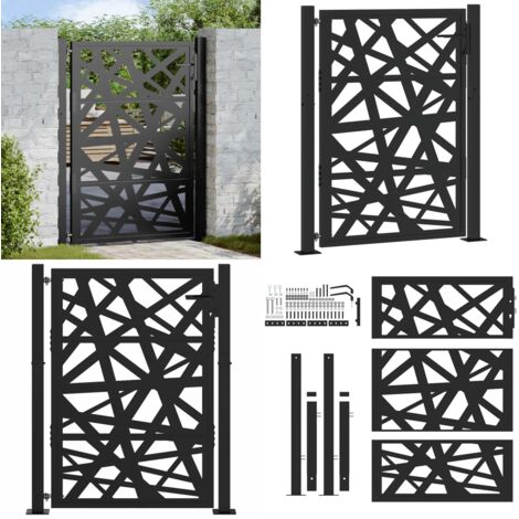 Cancello da giardino nero 100x125 cm in acciaio design leggero - Cancello in acciaio - Cancello nero
