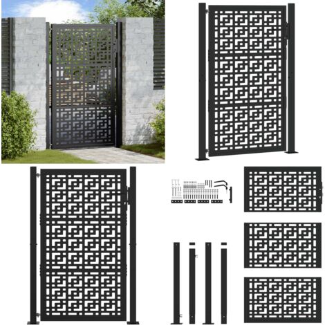 Cancello da giardino nero 100x150 cm in acciaio con design a croce - Cancello in acciaio - Cancello nero