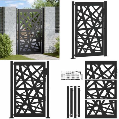 Cancello da giardino nero 100x150 cm in acciaio design leggero - Cancello in acciaio - Cancello nero