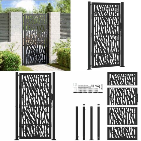 Cancello da giardino nero 100x175 cm in acciaio con design a traliccio - Cancello in acciaio - Cancello nero