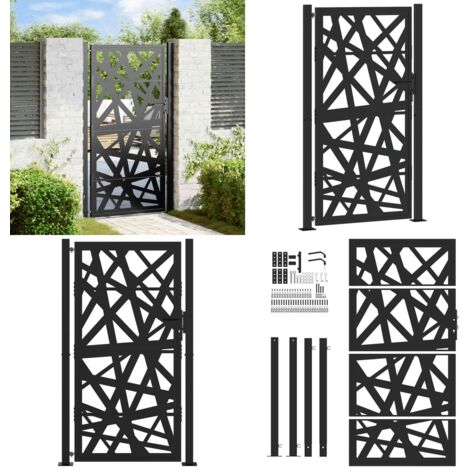 Cancello da giardino nero 100x175 cm in acciaio design leggero - Cancello in acciaio - Cancello nero