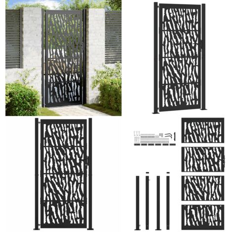 Cancello da giardino nero 100x200 cm in acciaio con design a traliccio - Cancello in acciaio - Cancello nero