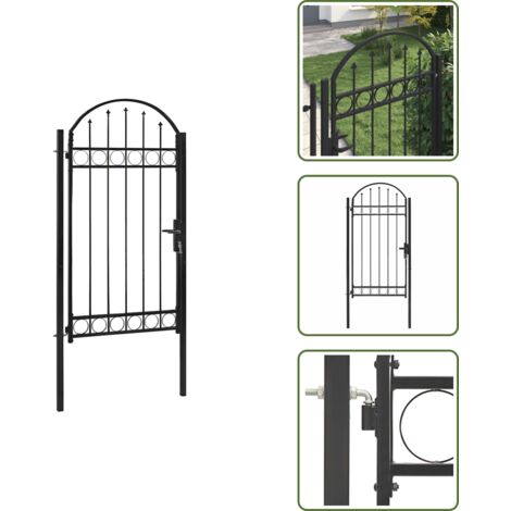 Cancello da giardino - vidaXL Cancello per Recinzione ad Arco in Acciaio 100x250 cm Nero - Cancello in acciaio nero